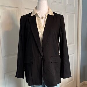 LOFT Black Blazer with Cream Accents